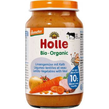 Holle Detská bio výživa (príkrm) zelenina, šošovica a teľacie mäso od 10. mesiaca